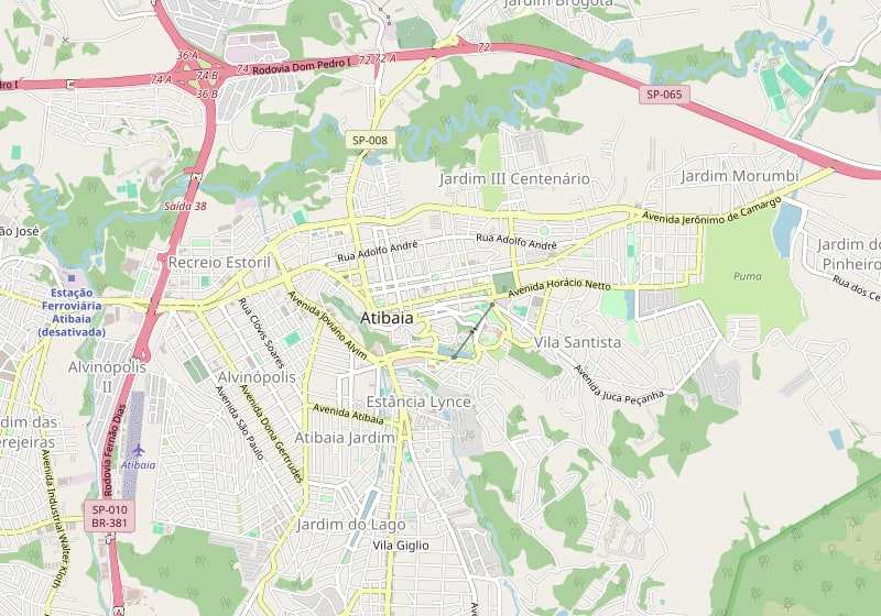 Mapa com anúncios próximos em Atibaia